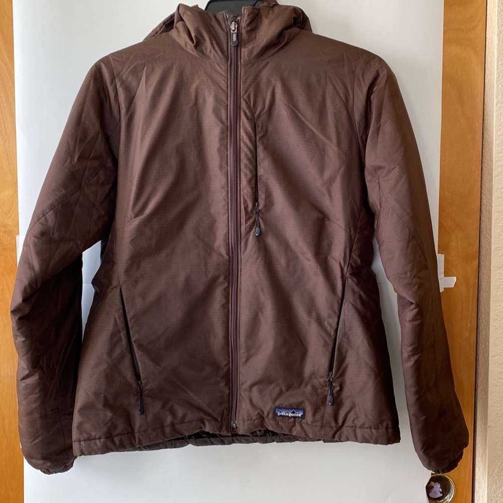Patagonia Brown Down Hooded Jacket Wms Sz M